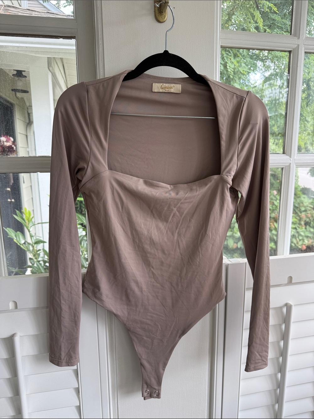 Celeste Square-Neck Long Sleeve Bodysuit Light Purple Medium